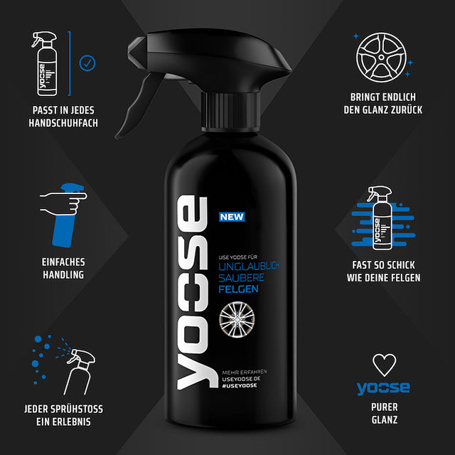 yoose Felgenreiniger 500ml zur Felgenpflege - pH-neutral für Alu & Stahl"
